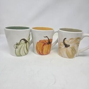Robert Stanley Harvest Pumpkin Coffee Mugs Set of 3 Autumn Fall Thanksgiving